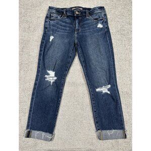 Joes Jeans Womens 28 Blue Boyfriend Slim Crop Stretch Distressed